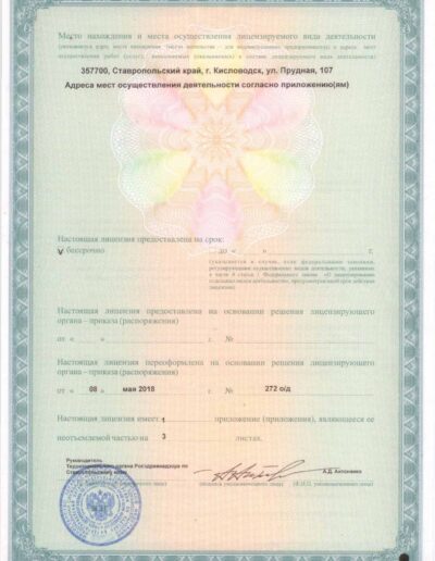 Приложение к лицензии