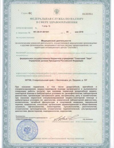 Приложение к лицензии