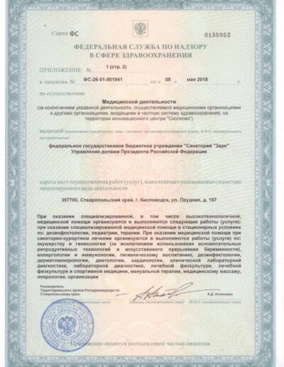 Приложение к лицензии